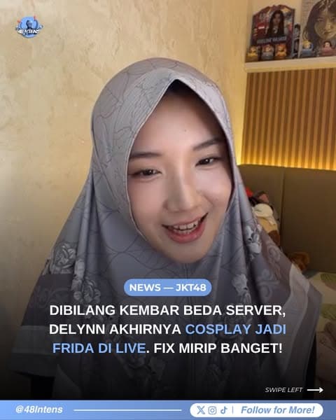 Dibilang kembar beda server, Delynn akhirnya cosplay jadi Frida di Live. Fix mirip banget!
